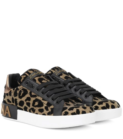 Shop Dolce & Gabbana Leopard-print Sneakers In Brown