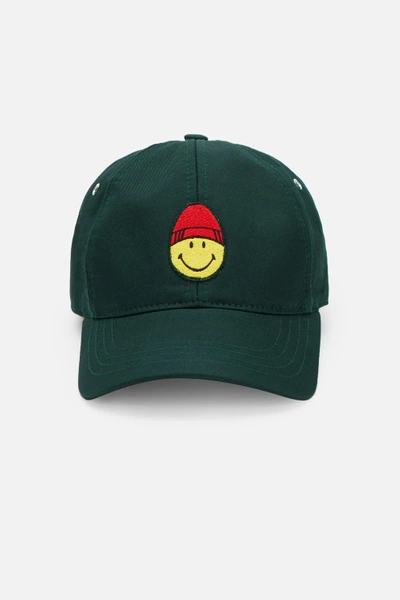 Shop Ami Alexandre Mattiussi Cap With Smiley Patch In Green