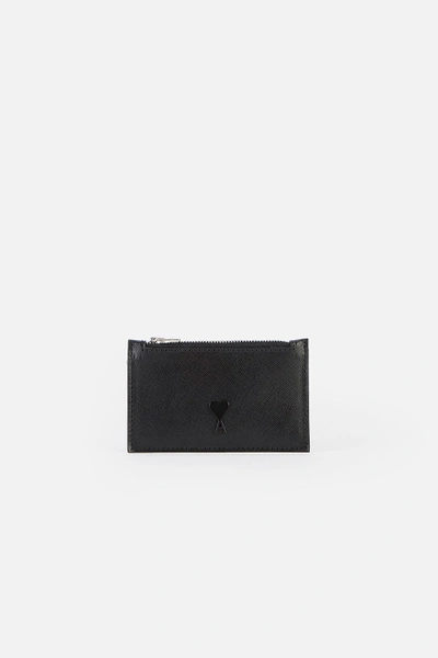 Shop Ami Alexandre Mattiussi Zipped Cardholder In Black