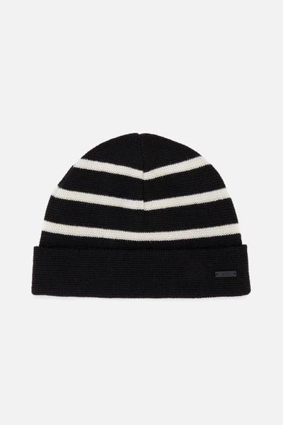 Shop Ami Alexandre Mattiussi Breton Stripes Beanie In Black