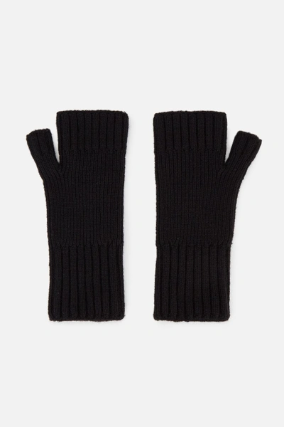 Shop Ami Alexandre Mattiussi Fisherman's Rib Fingerless Gloves In Black