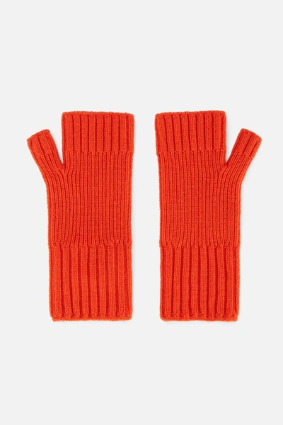 Shop Ami Alexandre Mattiussi Fisherman's Rib Fingerless Gloves In Red