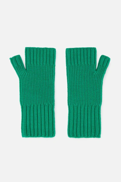 Shop Ami Alexandre Mattiussi Fisherman's Rib Fingerless Gloves In Green