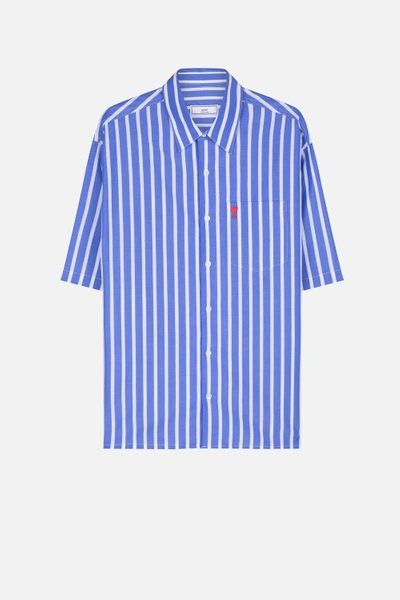 Shop Ami Alexandre Mattiussi Ami De Coeur Short Sleeve Shirt In Blue