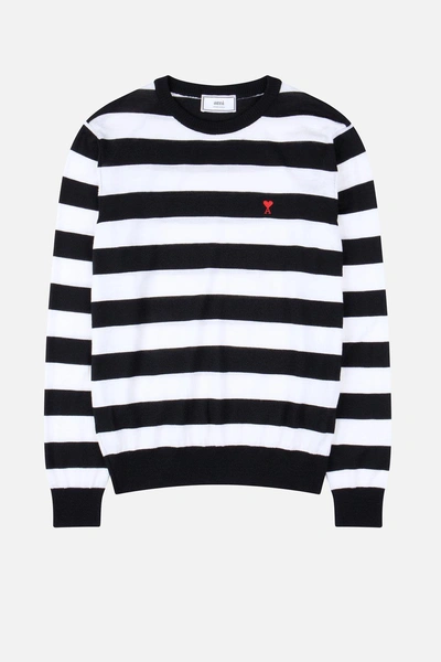 Shop Ami Alexandre Mattiussi Ami De Coeur Striped Sweater In Black