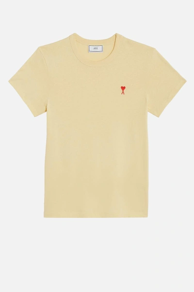 Shop Ami Alexandre Mattiussi Ami De Coeur T-shirt In Yellow