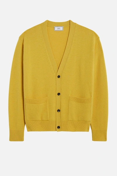 Shop Ami Alexandre Mattiussi Oversize Fit Cardigan In Yellow