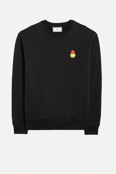 Shop Ami Alexandre Mattiussi Smiley Sweatshirt In Black