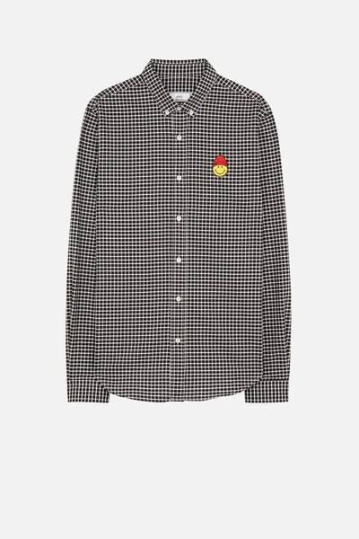 Shop Ami Alexandre Mattiussi Shirt With Smiley Patch In Black