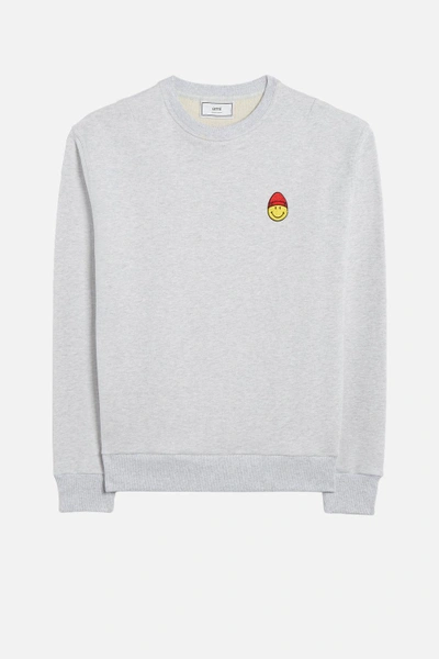 Shop Ami Alexandre Mattiussi Smiley Sweatshirt In Grey