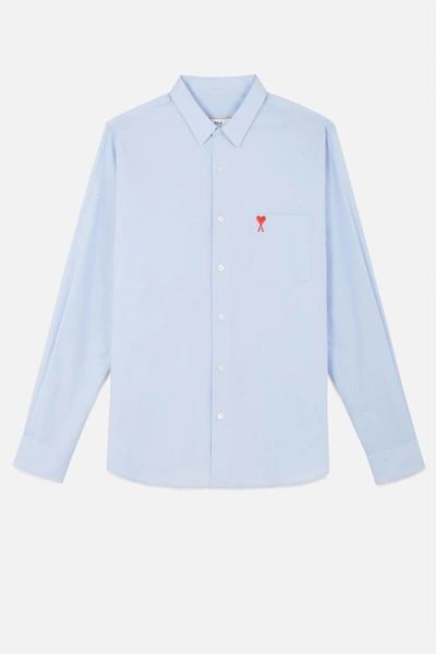 Shop Ami Alexandre Mattiussi Classic Wide Fit Ami De Coeur Shirt In Blue