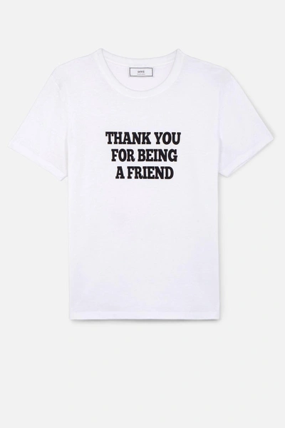Shop Ami Alexandre Mattiussi T-shirt With Print Thank You For Being A Friend In White