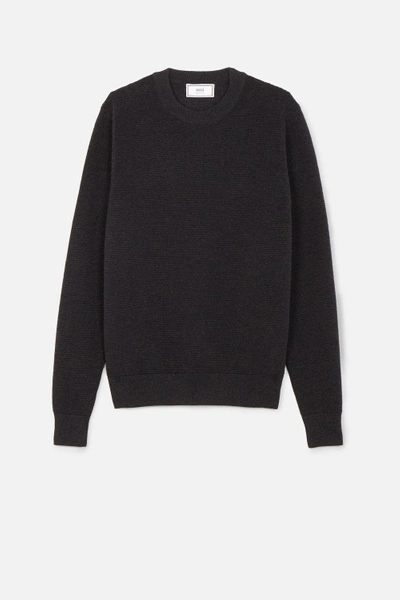 Shop Ami Alexandre Mattiussi Crewneck Ottoman Stitch Sweater In Grey