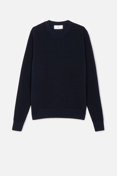 Shop Ami Alexandre Mattiussi Crewneck Ottoman Stitch Sweater In Blue