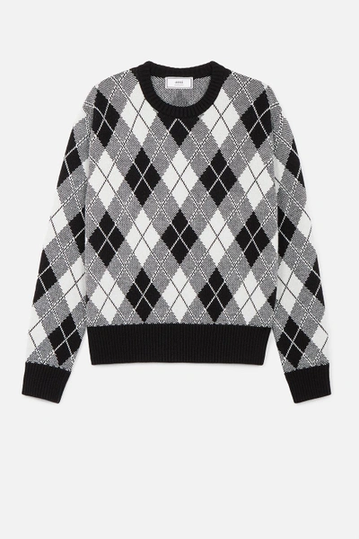 Shop Ami Alexandre Mattiussi Argyle Jacquard Crewneck Sweater In Black