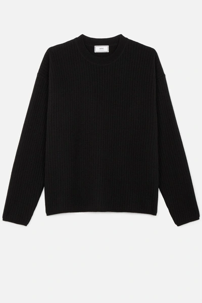 Shop Ami Alexandre Mattiussi Crewneck Oversize Fit Double Face Rib Sweater In Black