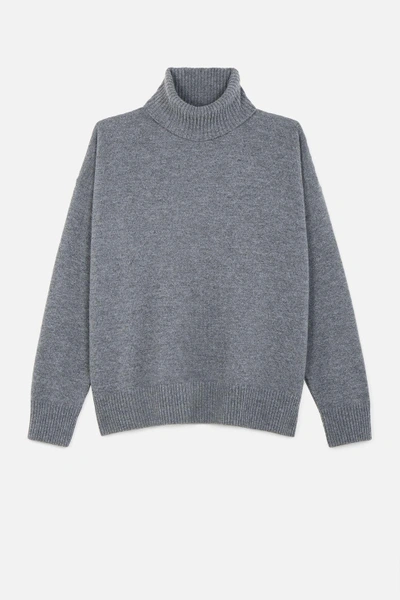 Shop Ami Alexandre Mattiussi Oversize Turtle Neck Sweater In Grey