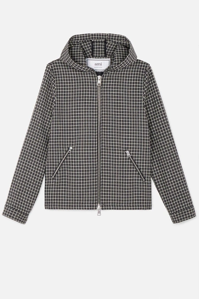 Shop Ami Alexandre Mattiussi Zipped Hooded Jacket In Grey