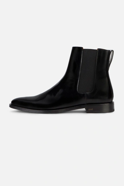 Shop Ami Alexandre Mattiussi Chelsea Boots With Thick Leather Sole In Black