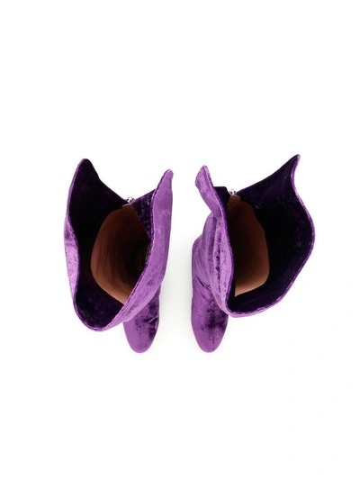 Shop Alberta Ferretti Velvet Knee-high Boots In Viola (purple)