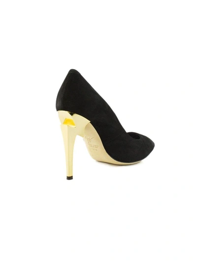 Shop Giuseppe Zanotti Black Leather Pumps With Covered 'sculpted' Heel. In Nero