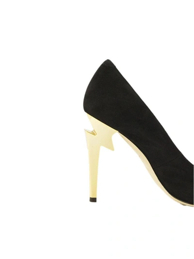 Shop Giuseppe Zanotti Black Leather Pumps With Covered 'sculpted' Heel. In Nero