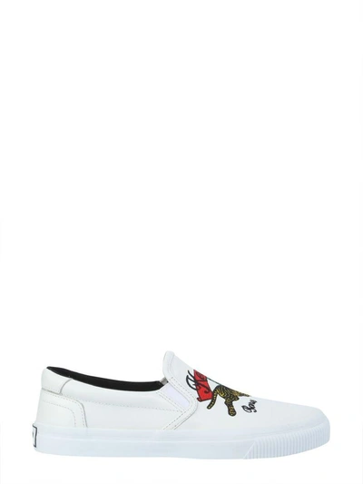 Shop Kenzo K-skate Jumping Slip On In Bianco