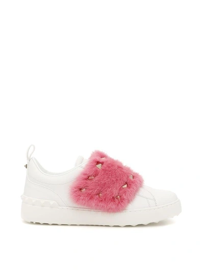 Shop Valentino Mink Sneakers In Bianco/shadow Pink (white)