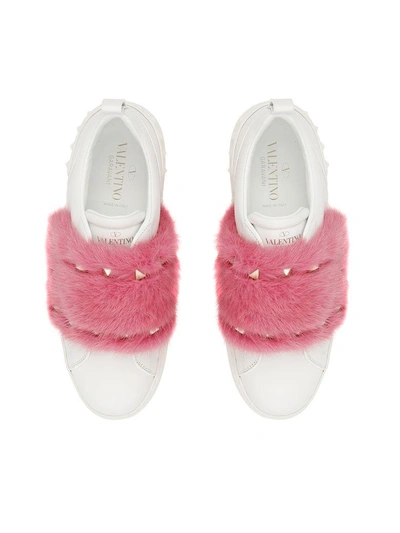 Shop Valentino Mink Sneakers In Bianco/shadow Pink (white)