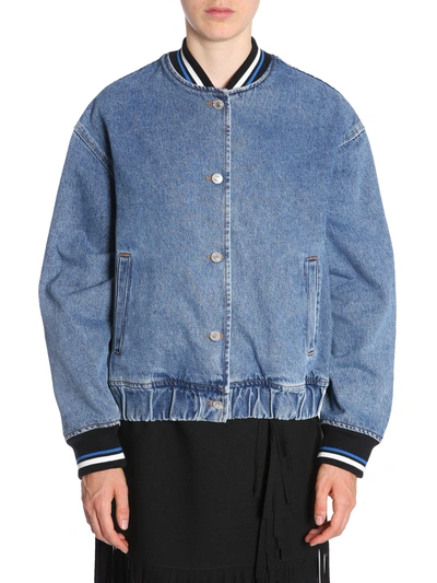 Shop Msgm Denim Bomber Jacket