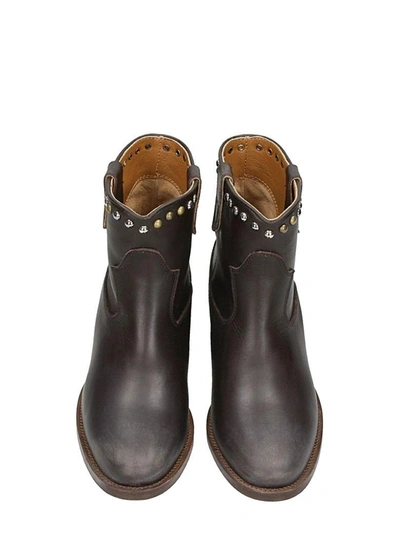Shop Via Roma 15 Dark Brown Leather Wedge Ankle Boots