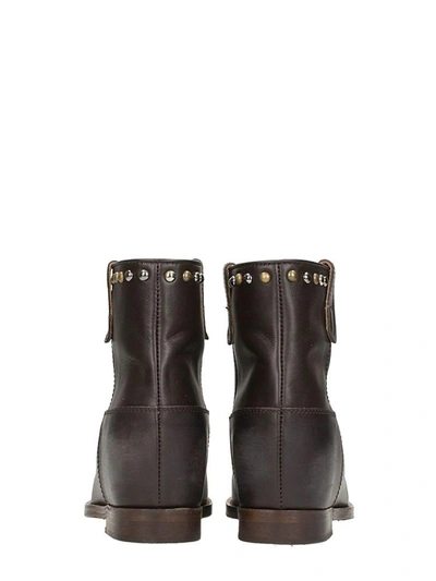 Shop Via Roma 15 Dark Brown Leather Wedge Ankle Boots