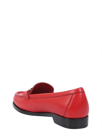 Shop Ferragamo Gancini Loafers In Rosso