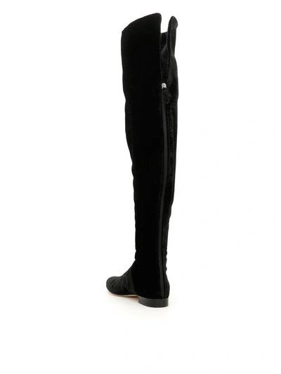 Shop Alberta Ferretti Velvet Knee-high Boots In Nero (black)