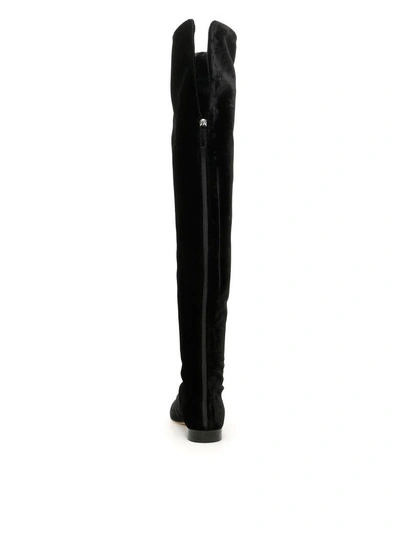 Shop Alberta Ferretti Velvet Knee-high Boots In Nero (black)