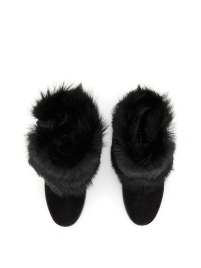 Shop Prada Suede And Sheepskin Booties In Neronero