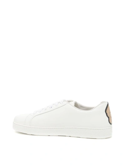 Shop Prada Sneakers With Logo Patch In Bianco Cipriabianco