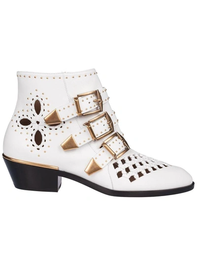 Shop Chloé Chloe Susanna Boots In White