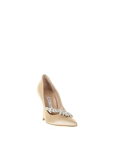 Shop Manolo Blahnik Nude Nadira Jewel Pumps