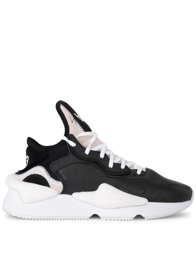 Shop Y-3 Kaiwa Black And White Leather And Neoprene Sneaker In Nero