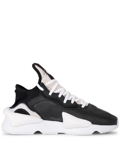 Shop Y-3 Kaiwa Black And White Leather And Neoprene Sneaker In Nero