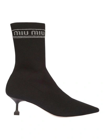 Shop Miu Miu Booties In Nero+cromo