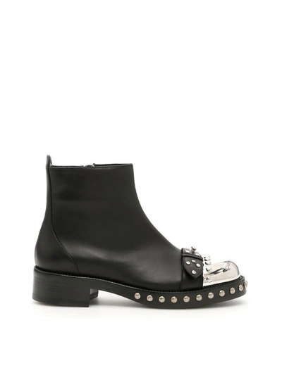 Shop Alexander Mcqueen Biker Boots With Metal Toe In Black|nero