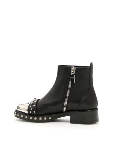 Shop Alexander Mcqueen Biker Boots With Metal Toe In Black|nero