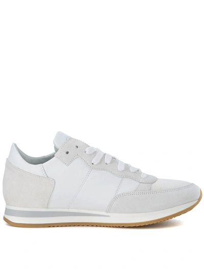 Shop Philippe Model Sneaker  Tropez In Suede E Pelle Bianca In Bianco