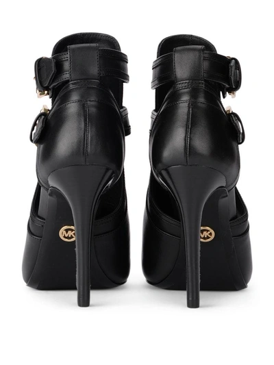 Shop Michael Kors Blaze Black Leather Ankle Boots With Buckles In Nero