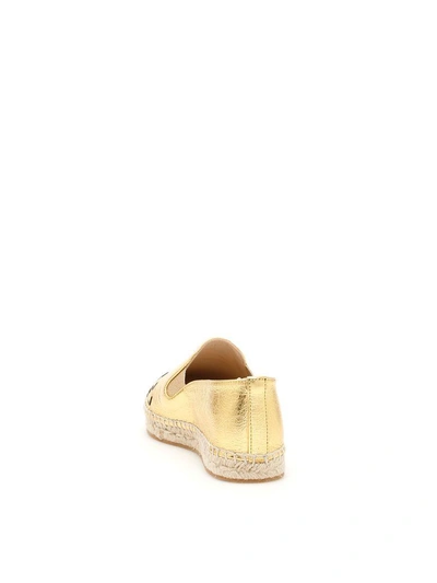 Shop Bottega Veneta Woven Leather Espadrilles In Light Gold (metallic)