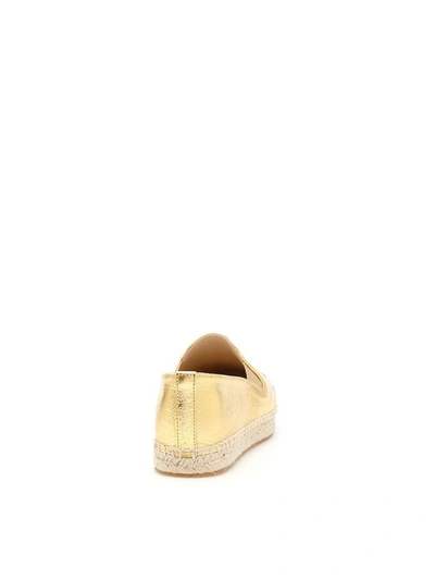 Shop Bottega Veneta Woven Leather Espadrilles In Light Gold (metallic)