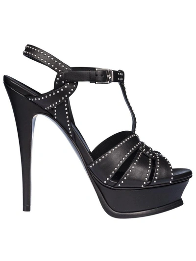 Shop Saint Laurent Studded High-heel Sandals In Black