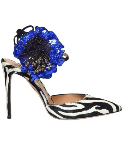 Shop Aquazzura Disco Flower 105 Pumps In 0ff Black White